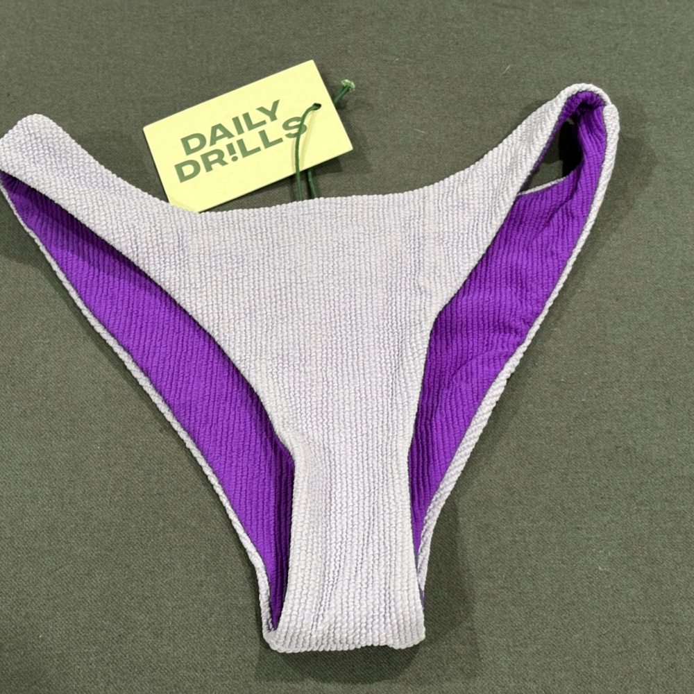 Daily Drills Lavender Textured Scoop Bikini Bottoms